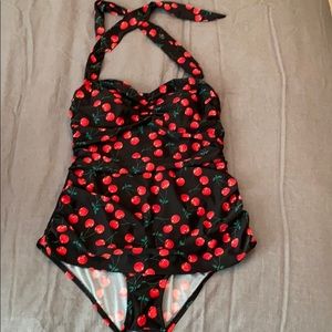 ModCloth One Piece Retro Halter Swimsuit